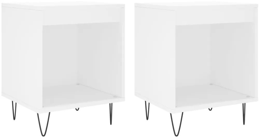 vidaXL Κομοδίνα Λευκά 2 τεμ. 40 x 35 x 50 εκ. από Επεξεργασμένο Ξύλο