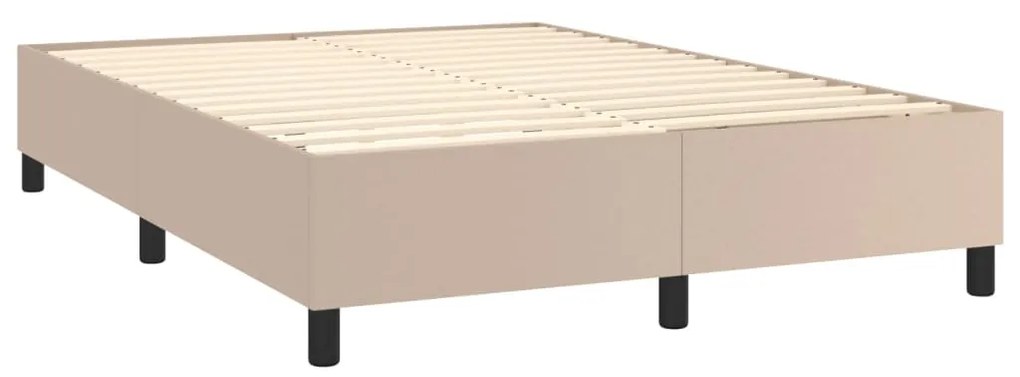 vidaXL Κρεβάτι Boxspring Στρώμα&LED Καπουτσίνο 140x190 εκ. Συνθ. Δέρμα