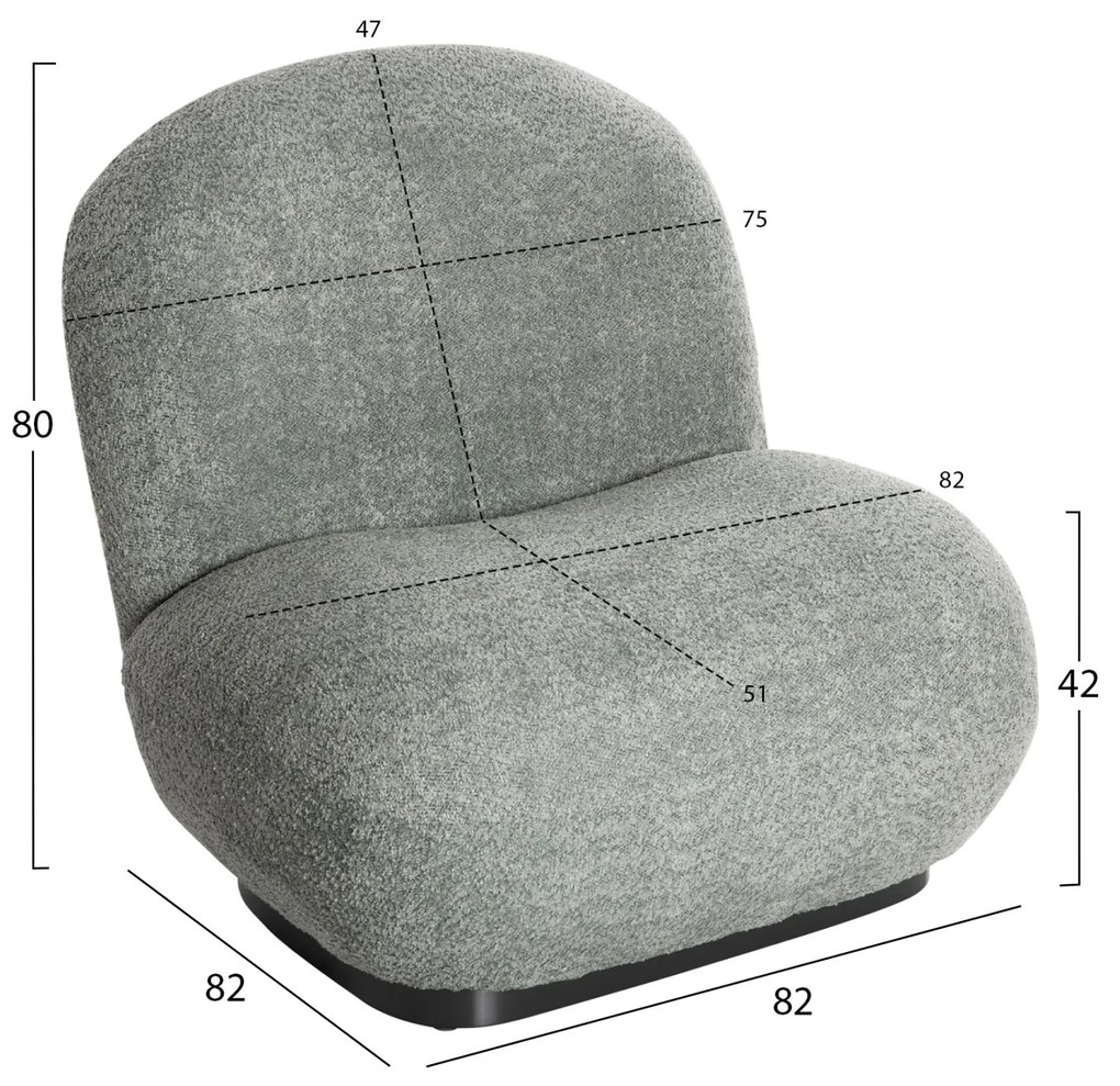 Πολυθρόνα BEANY C9591.05 Φυστικί Μπουκλέ Ύφασμα 85x82x77Υ εκ. 85x82x77 εκ.