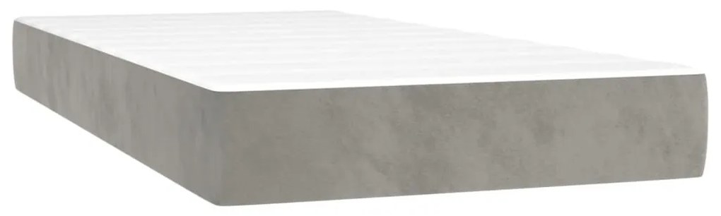 Κρεβάτι Boxspring με Στρώμα &amp; LED Αν.Γκρι 100x200 εκ. Βελούδινο - Γκρι