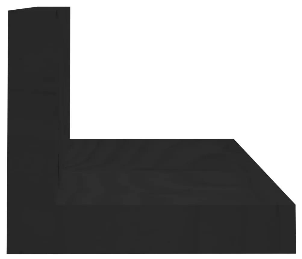 Ράφια Τοίχου 2 τεμ. Μαύρα 50x11x9 εκ. από Μασίφ Ξύλο Πεύκου - Μαύρο