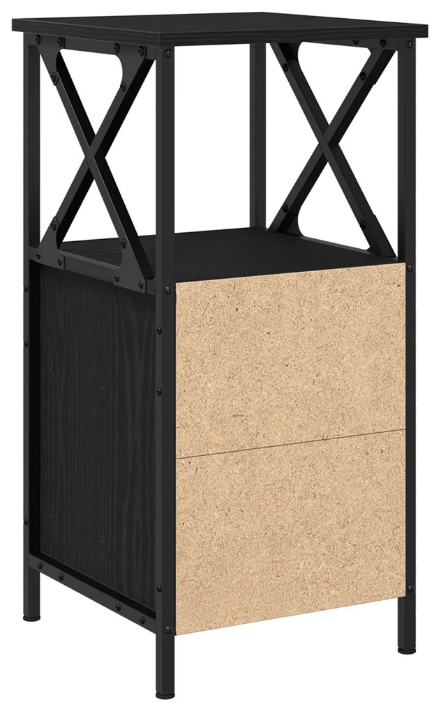 vidaXL Μαύρο Κομοδίνο από Δρύς 34x35,5x70 εκ.