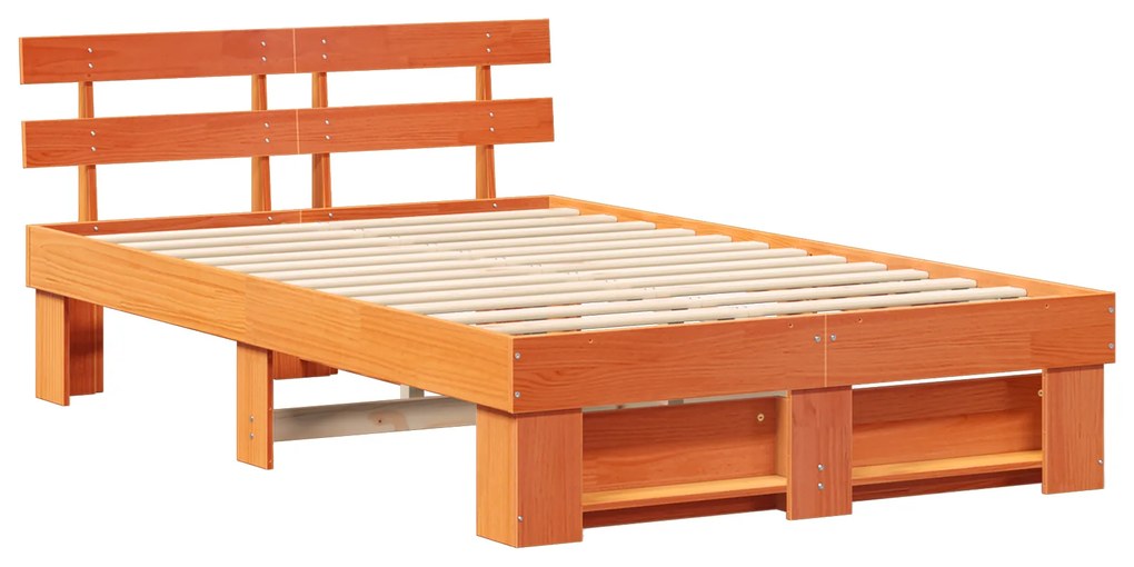 vidaXL Σκελετός Κρεβατιού Καφέ κεριού 140 x 190 cm Μασίφ ξύλο πεύκου
