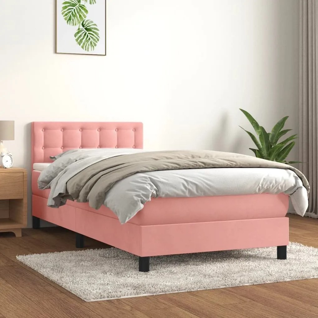 ΚΡΕΒΑΤΙ BOXSPRING ΜΕ ΣΤΡΩΜΑ ΡΟΖ 90X190 ΕΚ. ΒΕΛΟΥΔΙΝΟ 3141520