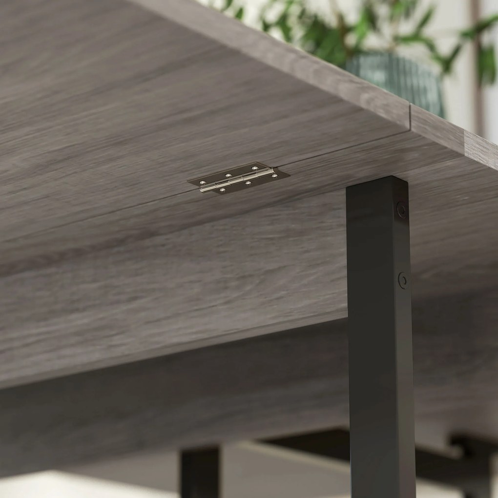 HOMCOM Πτυσσόμενο τραπέζι τραπεζαρίας σε βιομηχανικό σχέδιο, για έως 4 άτομα, ανοιχτά ράφια, ευέλικτο, μέταλλο, μοριοσανίδα, Γκρι