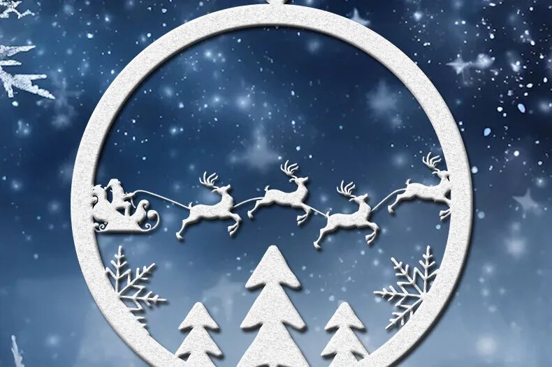 Σετ των 2 Intra απο ξύλο plywood 3mm-4mm πάχος Γύρος Χριστουγέννων Δίασταση 20x30 cm INTRAFABR-86061137