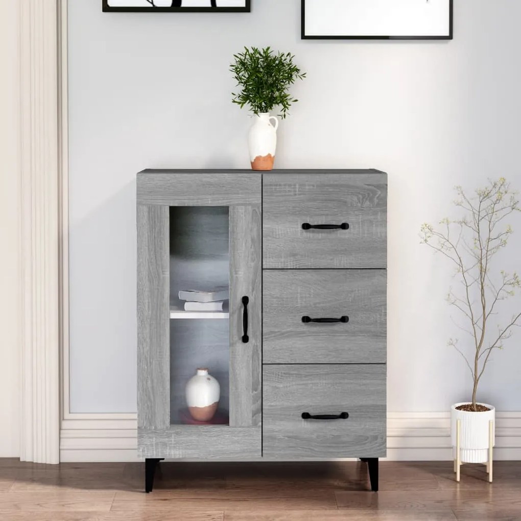 vidaXL Ντουλάπι Γκρι Sonoma 69,5 x 34 x 90 εκ. από Επεξεργασμένο Ξύλο