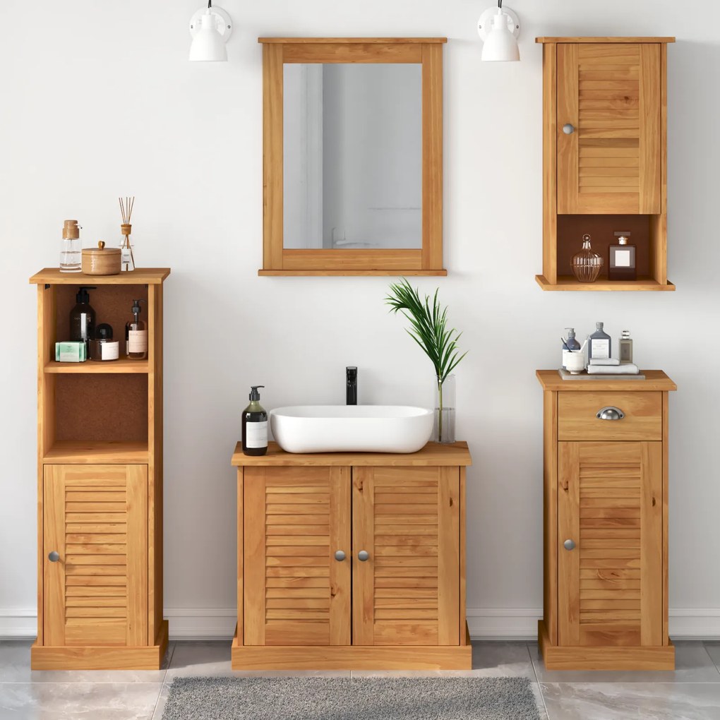 vidaXL Σετ Επίπλων Μπάνιου με συρτάρι 5 pcs καφέ μελί 37 x 34 x 110 εκ