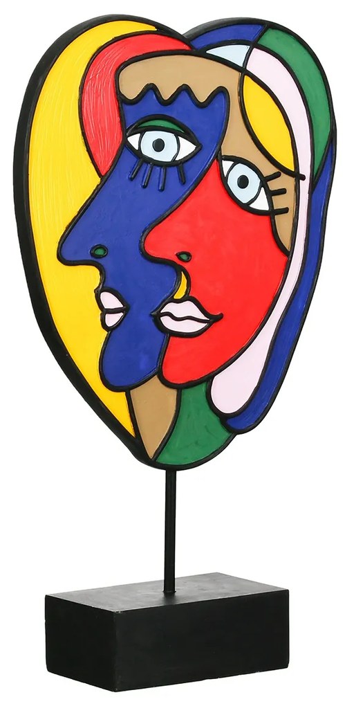 Sculpture Face Motif Συνθετική Ρητίνη Πολύχρωμη 2 Ποικιλία 20X7X35Cm 20X7X35Cm