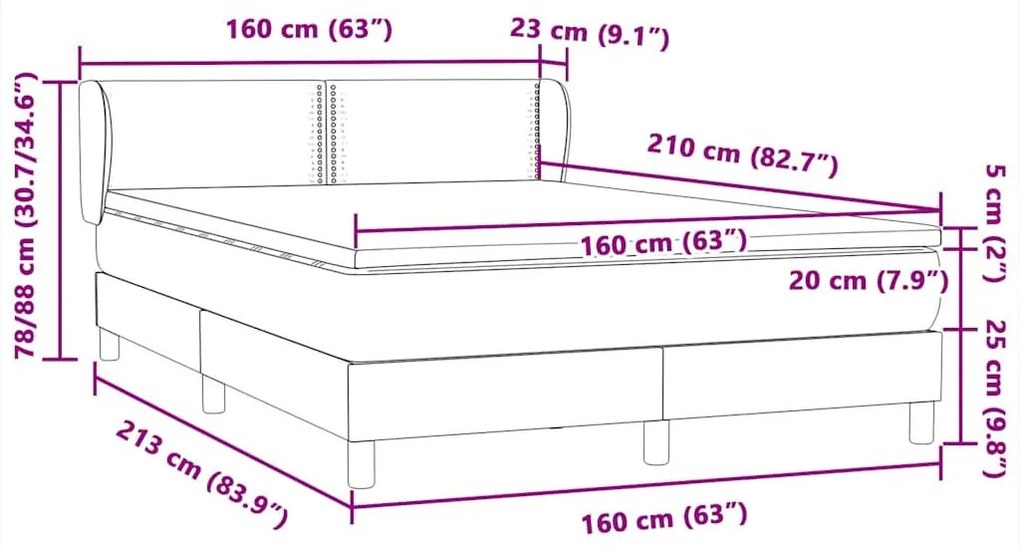 Κρεβάτι Boxspring με Στρώμα Μαύρο 160x210 εκ. Βελούδινο - Μαύρο