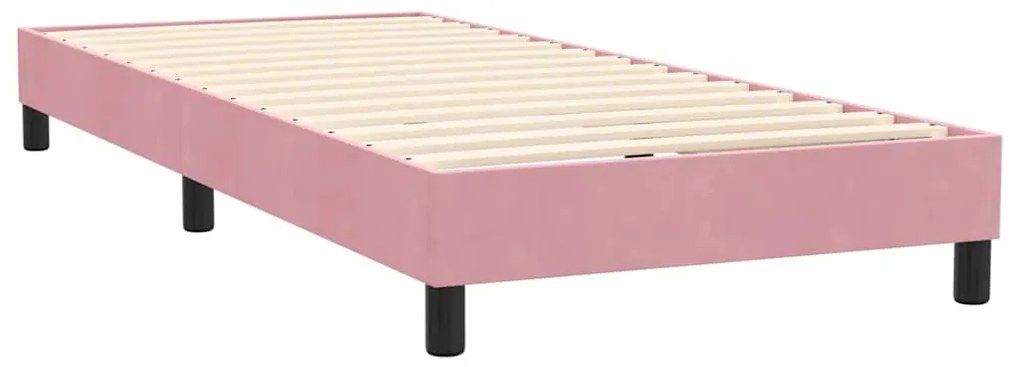 vidaXL Κρεβάτι Boxspring με Στρώμα Ροζ 80x220 εκ. Βελούδινο