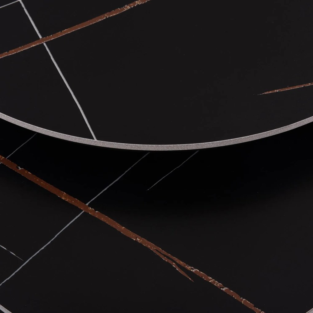 Τραπεζάκια σαλονιού TALOS Σετ 2 τμχ. Κεραμικό TOP με Όψη Μαύρου Μαρμάρου Φ70 + Φ50εκ. 70x70x45.5 εκ.