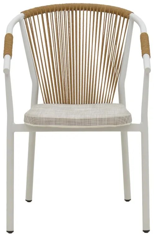 Καρέκλα - Πολυθρόνα αλουμινίου Convince στοιβαζόμενη λευκός σκελετός-textilene φυσικό rattan 56x63x82 εκ. 56x63x82 εκ.