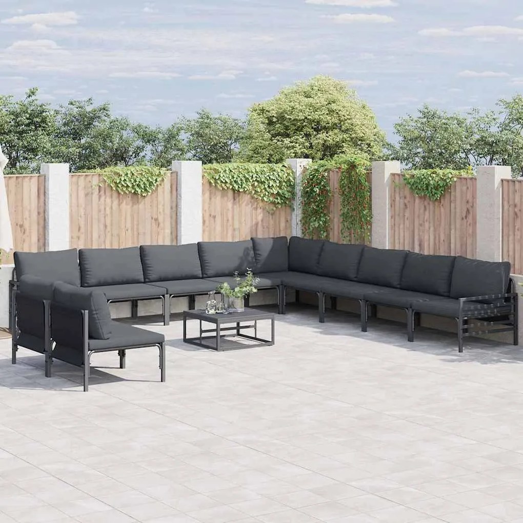 vidaXL Σετ Καναπέ Κήπου 12 pcs Ανθρακί Ατσάλι