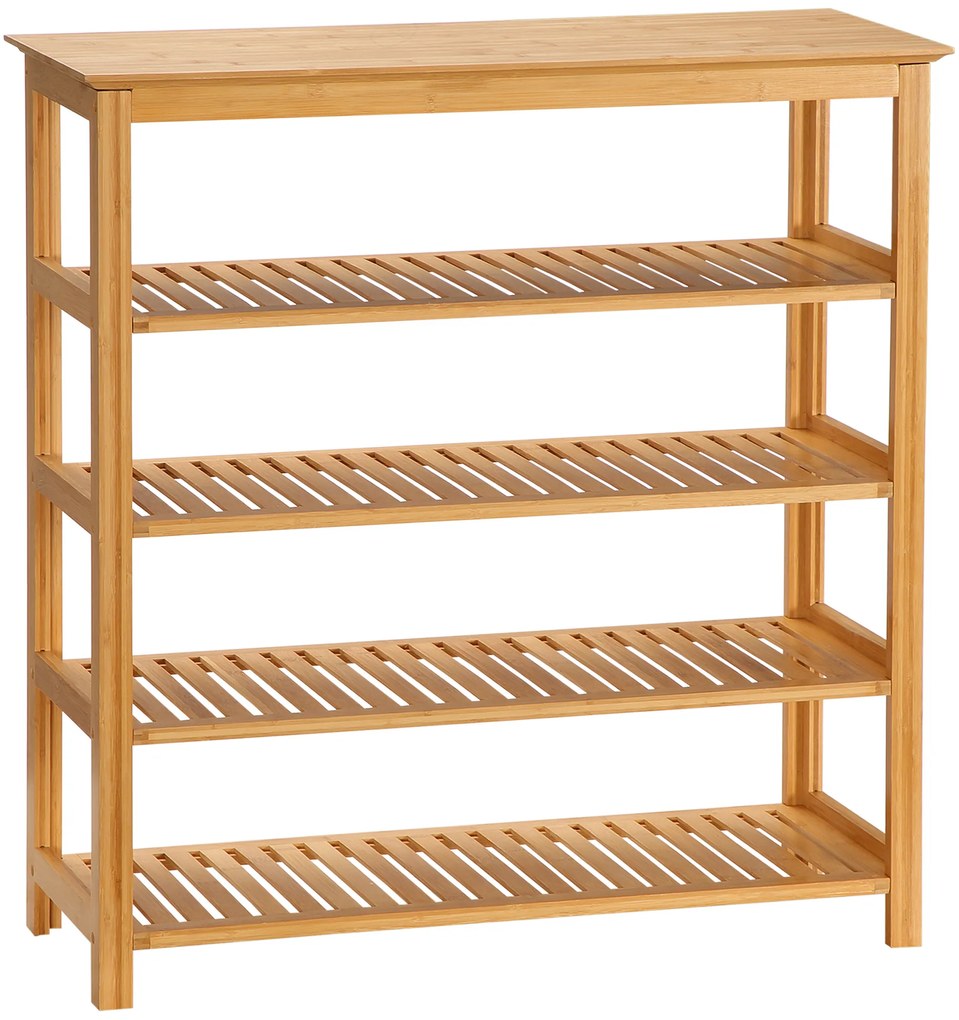HOMCOM Ράφι Παπουτσιών με 4 Ράφια, Μπαμπού, Πλακέ, έως Μέγεθος EU 45, Φυσικό