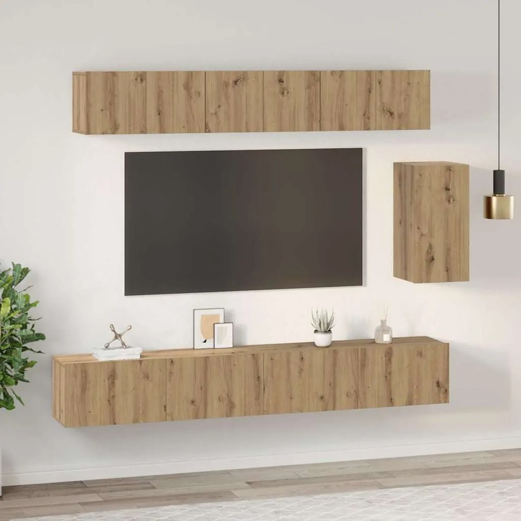 vidaXL Σετ επίπλου τηλεόρασης 6 pcs artisan δρυς 100 x 30 x 30 cm