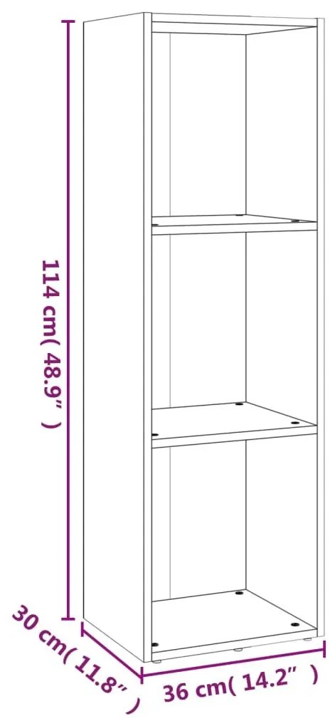 Βιβλιοθήκη/Έπιπλο Τηλεόρασης Καπν. Δρυς 36x30x114 εκ Επεξ. Ξύλο - Καφέ