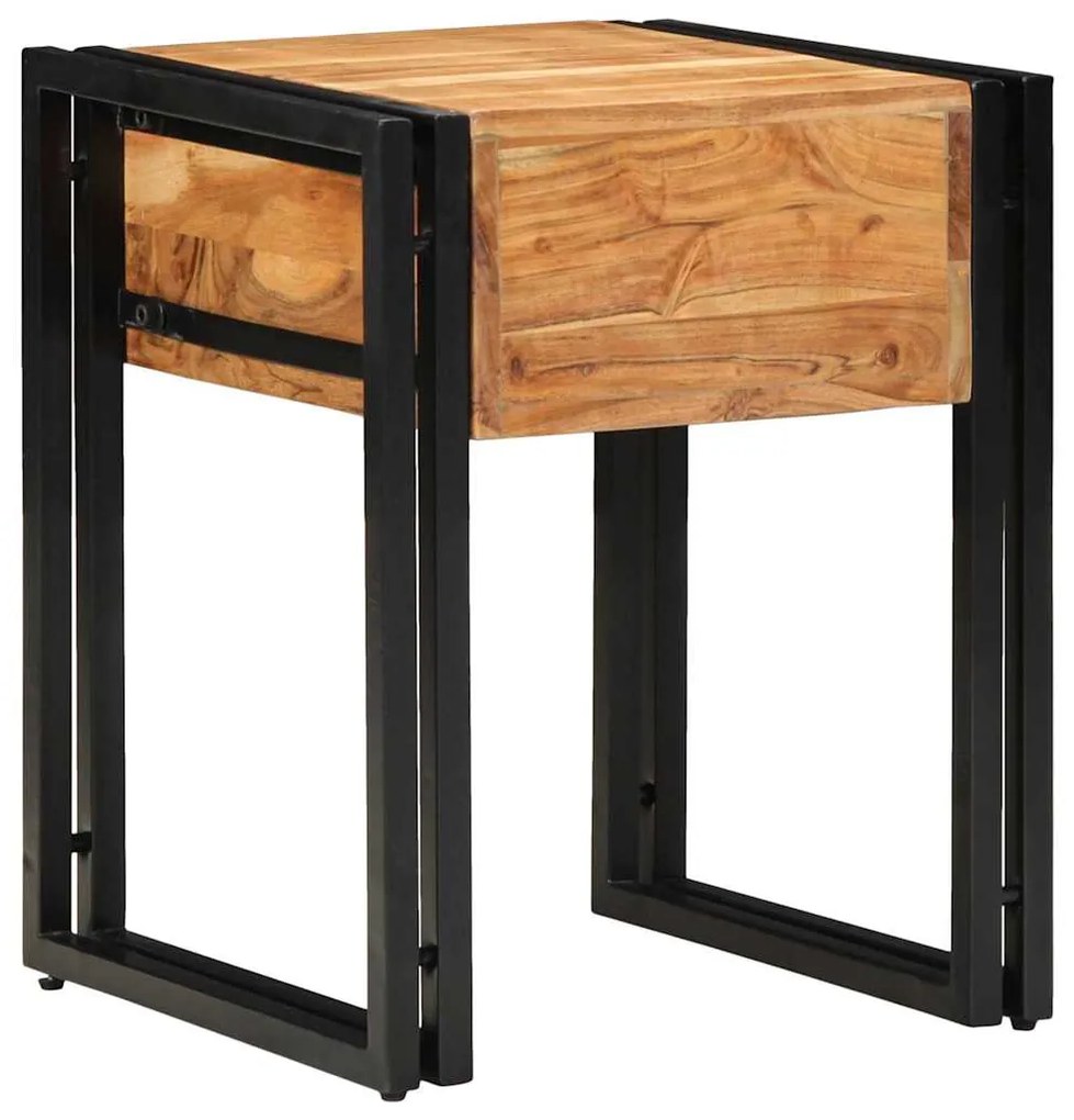 vidaXL End Table Καφέ και Μαύρο 40 x 40 x 50 cm Στερεό Ξύλο Ακακίας