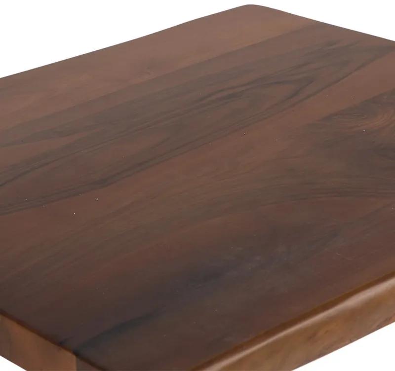 Τραπέζι 75χ75χ5,5 ξύλο καρυδιά με μεταλλικό μαύρο πόδι - Ξύλο - 783-8015