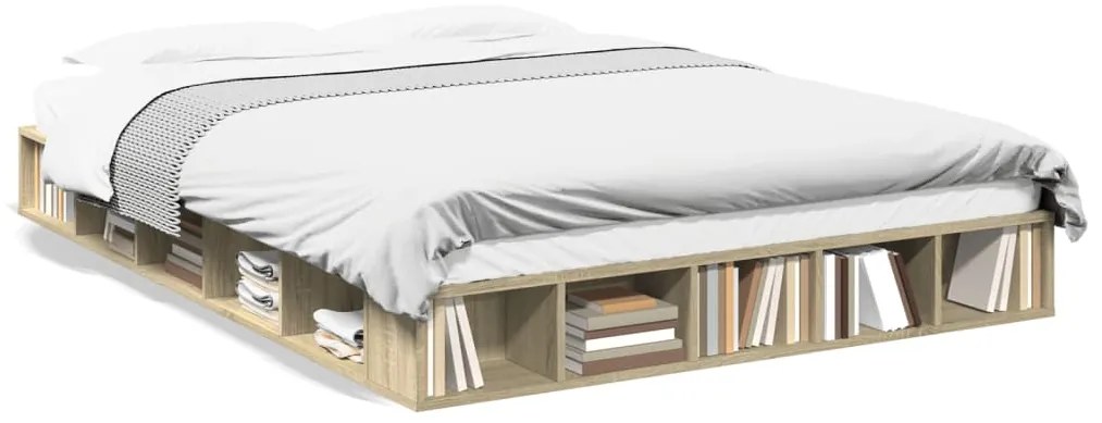vidaXL Πλαίσιο Κρεβατιού Sonoma Δρυς 140x200 εκ. Επεξεργασμένο Ξύλο