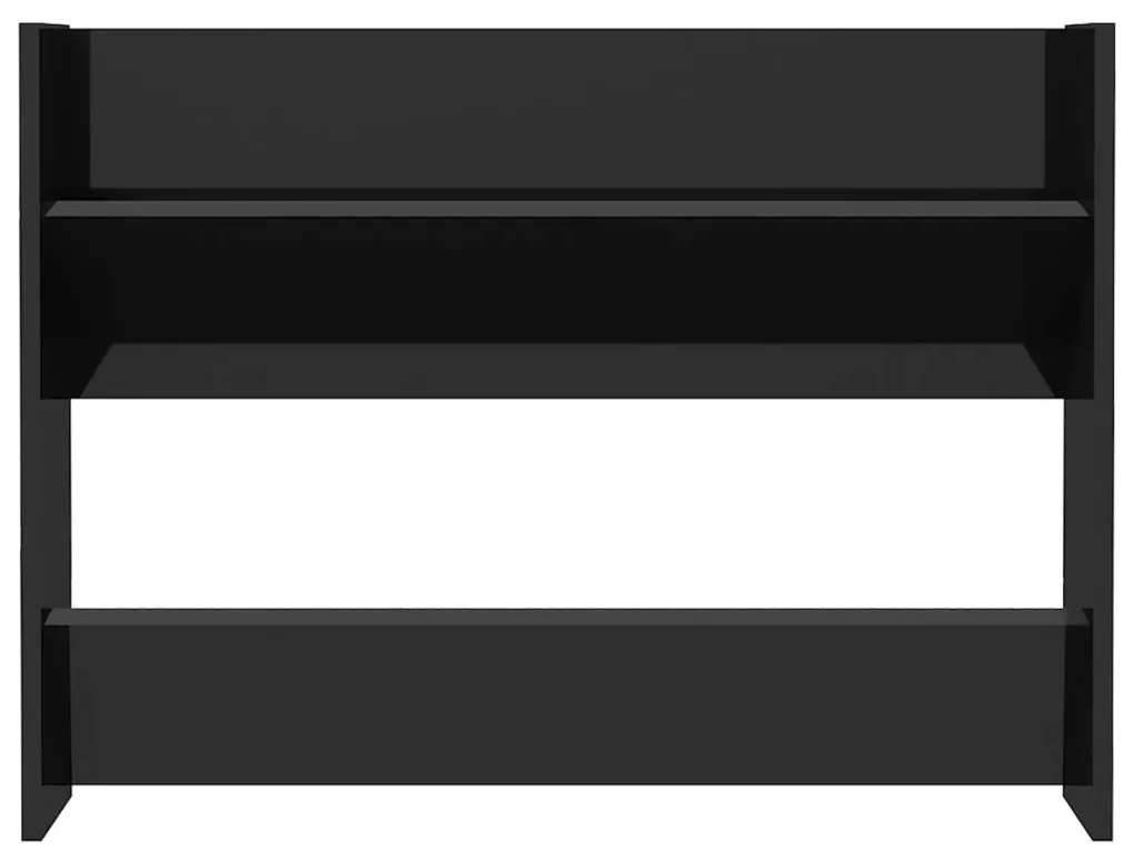 vidaXL Παπουτσοθήκες Τοίχου 2 τεμ. Γυαλ. Μαύρο 80x18x60εκ. Επεξ. Ξύλο