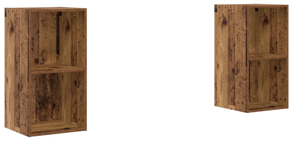vidaXL Τηλεοπτική Κάβα Τοίχου 2 pcs Παλιό ξύλο 37 x 37 x 72 εκ