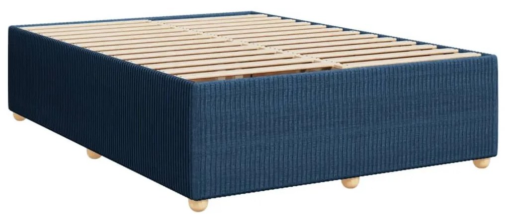 Κρεβάτι Boxspring με Στρώμα Μπλε 140x190 εκ. Υφασμάτινο - Μπλε