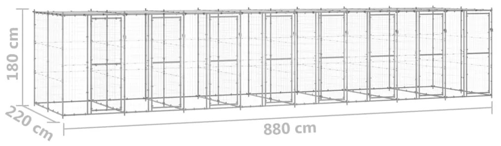 vidaXL Κλουβί Σκύλου Εξ. Χώρου με Στέγαστρο 19,36 μ² Γαλβ. Χάλυβας