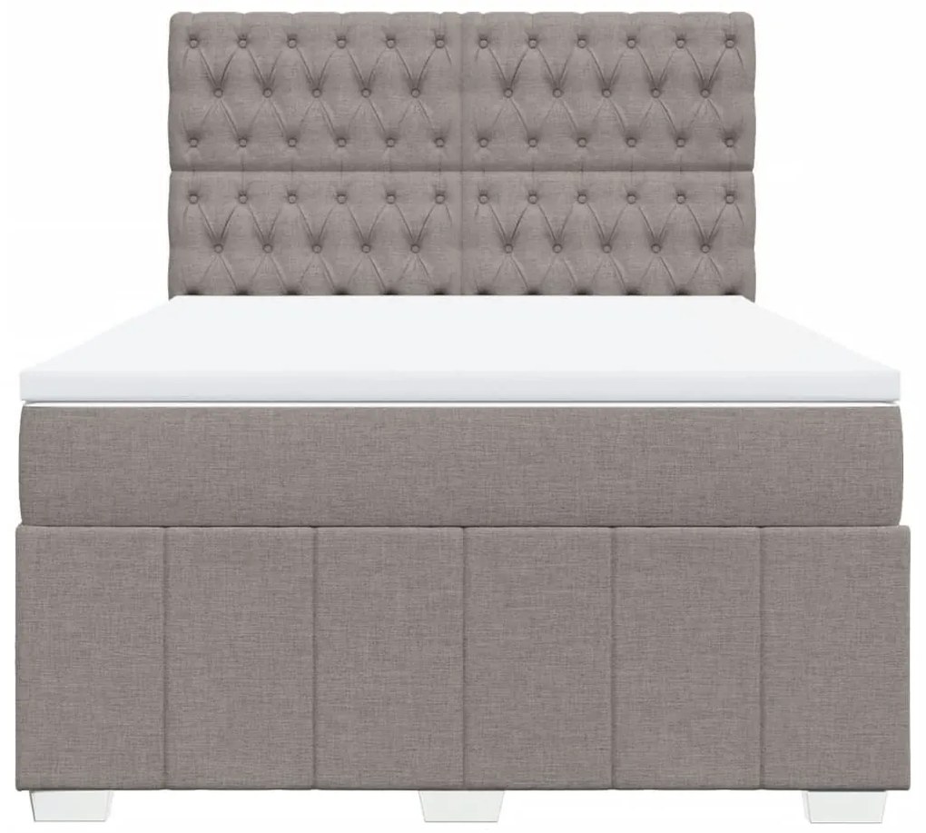 Κρεβάτι Boxspring με Στρώμα Taupe 140x200 εκ. Υφασμάτινο - Μπεζ-Γκρι