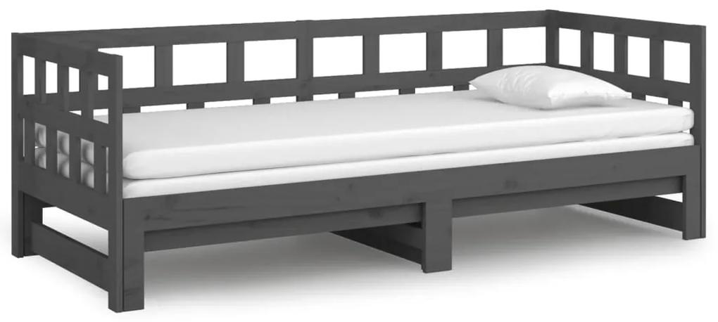 vidaXL Καναπές Κρεβάτι Συρόμενος Γκρι 2x(80x200) εκ. από Μασίφ Πεύκο