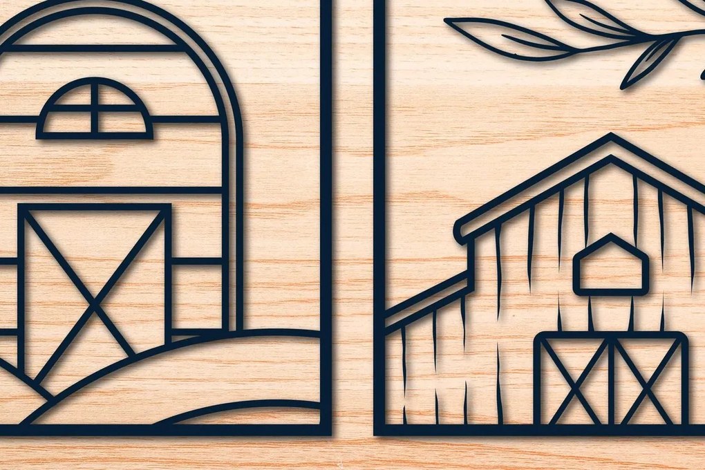 Σετ των 2 Intra απο ξύλο plywood  Χρώμα wenge 3mm-4mm πάχος - Διακόσμηση τοίχου αγροικίας με Δίασταση 20x20 cm INTRAFABR-105596979