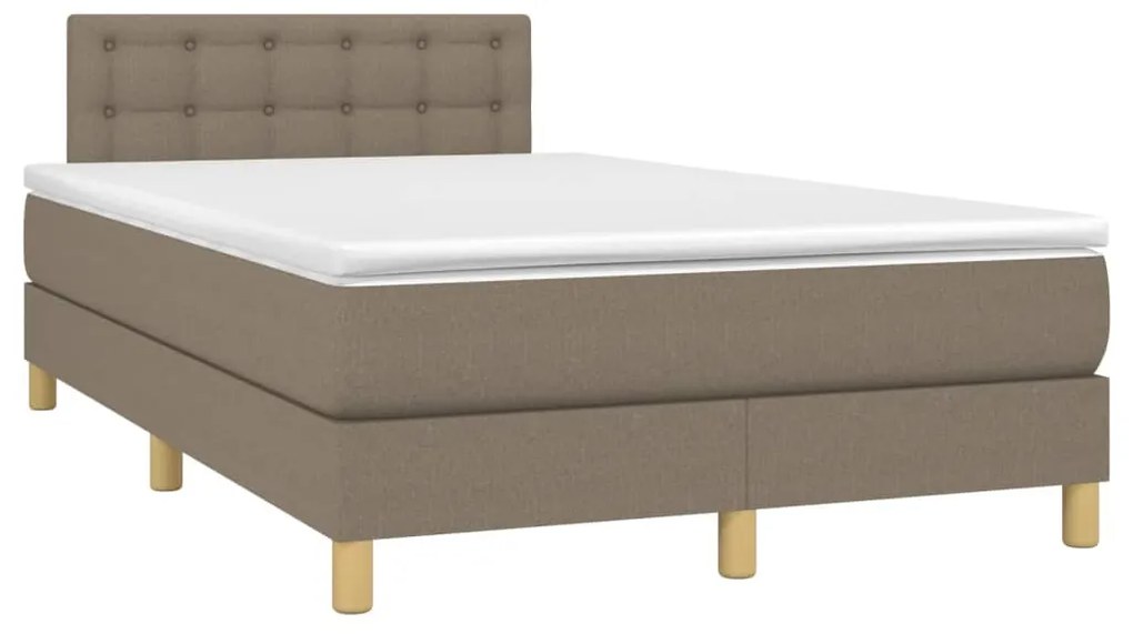 vidaXL Κρεβάτι Boxspring με Στρώμα Taupe 120x190 εκ. Υφασμάτινο