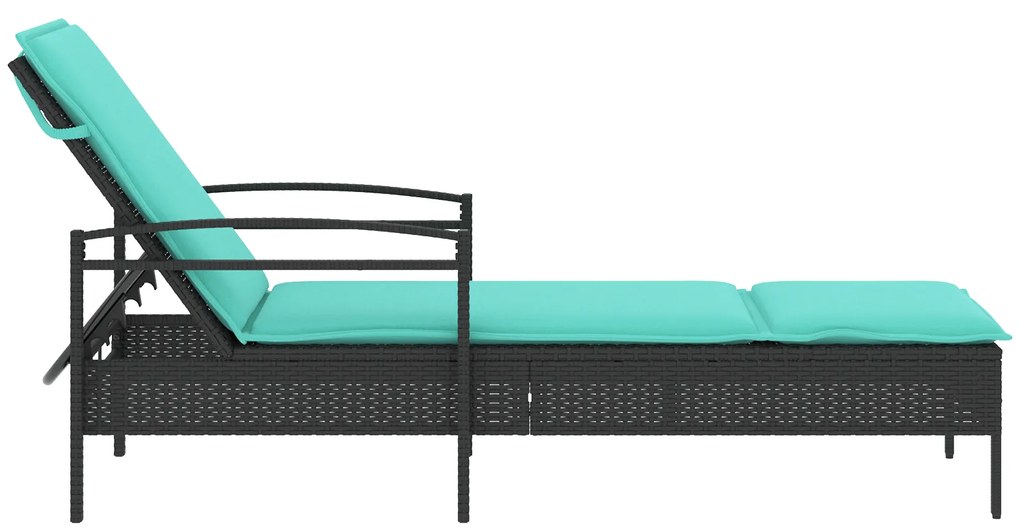 vidaXL Ξαπλώστρα με Μαξιλάρι Μαύρη 63x200x81 εκ. από Συνθετικό Ρατάν (μόνο για τις ΗΠΑ)