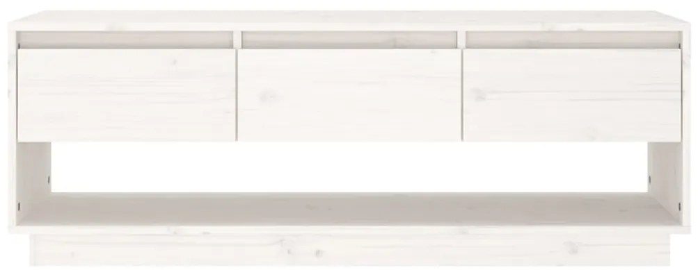 vidaXL Έπιπλο Τηλεόρασης Λευκό 110,5x34x40 εκ. από Μασίφ Ξύλο Πεύκου