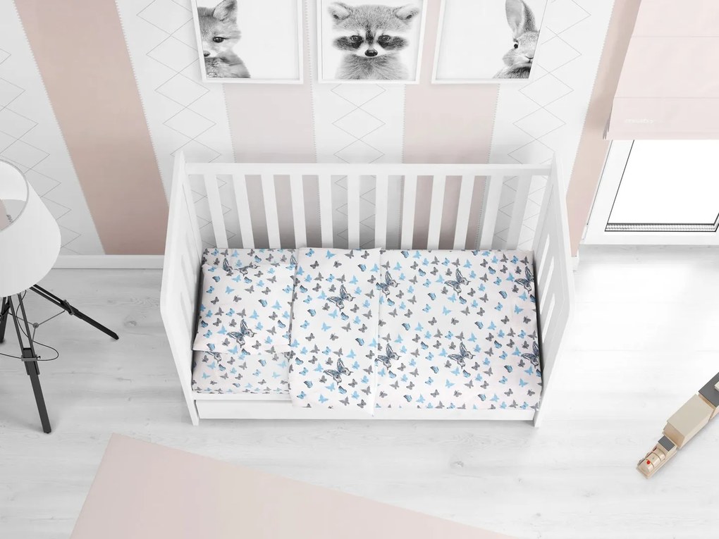 DIMcol ΠΑΠΛΩΜΑΤΟΘΗΚΗ ΕΜΠΡΙΜΕ ΒΡΕΦ Cotton 100% 120Χ160 Butterfly 56 Sky blue 1915717607205682
