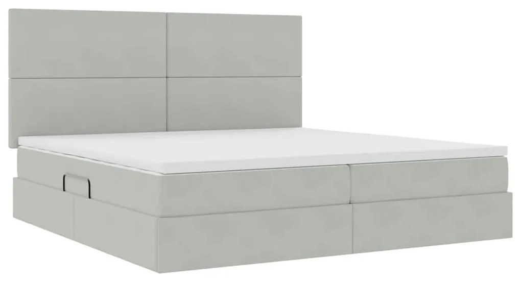 vidaXL Κρεβάτι με αποθηκευτικό χώρο και LED Ανοιχτό γκρι 200 x 200 cm