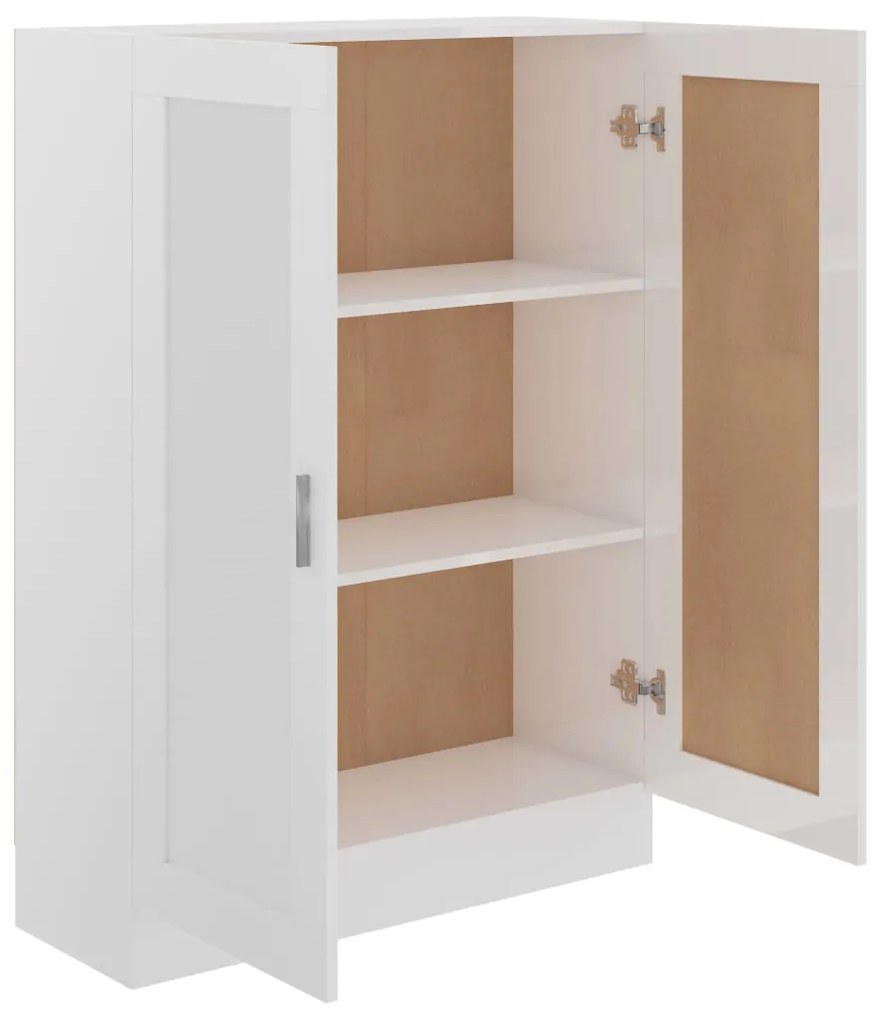 vidaXL Βιβλιοθήκη Γυαλιστερό Λευκό 82,5 x 30,5 x 115 εκ. Μοριοσανίδα