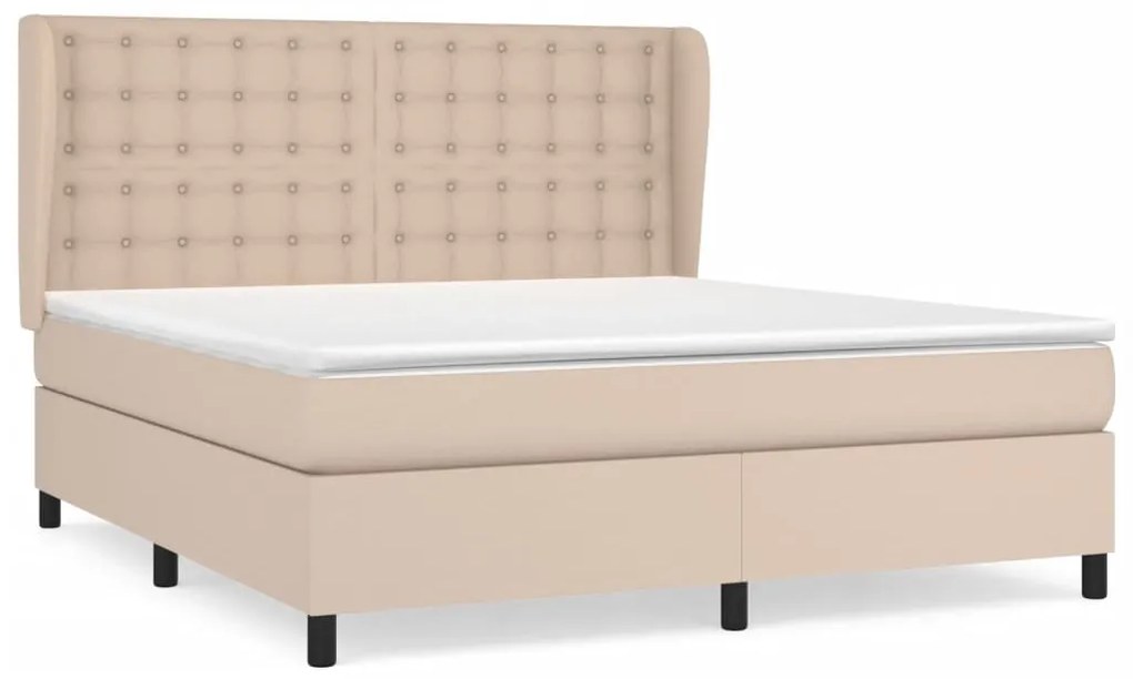 vidaXL Κρεβάτι Boxspring με Στρώμα Καπουτσίνο 160x200εκ.από Συνθ.Δέρμα