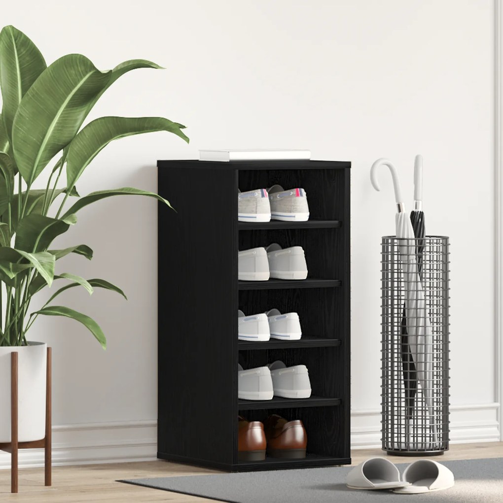 vidaXL Ντουλάπα Παπουτσιών Μαύρη Δρυς 32x35x70 εκ Επεξεργασμένο Ξύλο