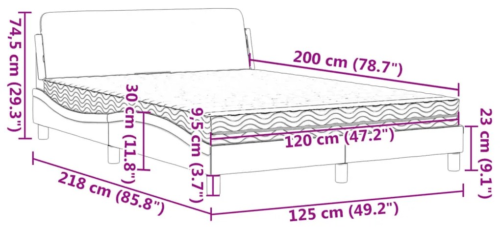 Κρεβάτι με Στρώμα Καπουτσίνο 120x200 εκ. από Συνθετικό Δέρμα - Καφέ