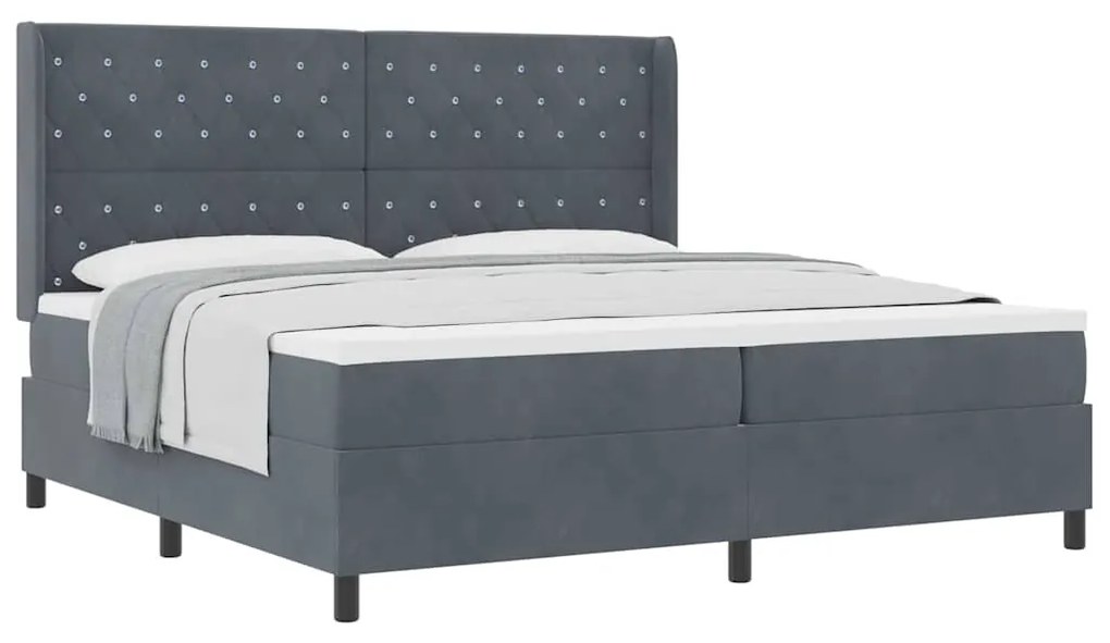 vidaXL Κρεβάτι με ελατήρια Σκούρο γκρι 200 x 200 cm Βελούδο