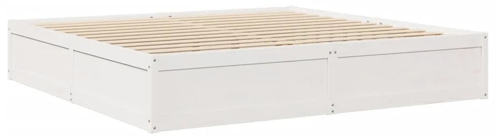 vidaXL Κρεβάτι με Στρώμα Λευκό 200x200 εκ Μασίφ Ξύλο Πεύκου