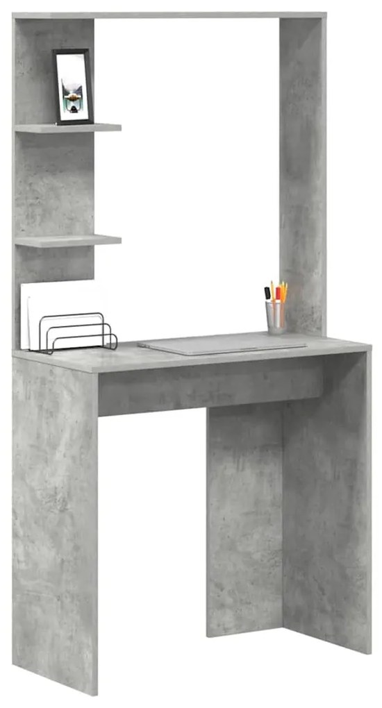 vidaXL Γραφείο Σκυρόδεμα Γκρι 78,5 x 37 x 154,5 εκ Επεξεργασμένο ξύλο