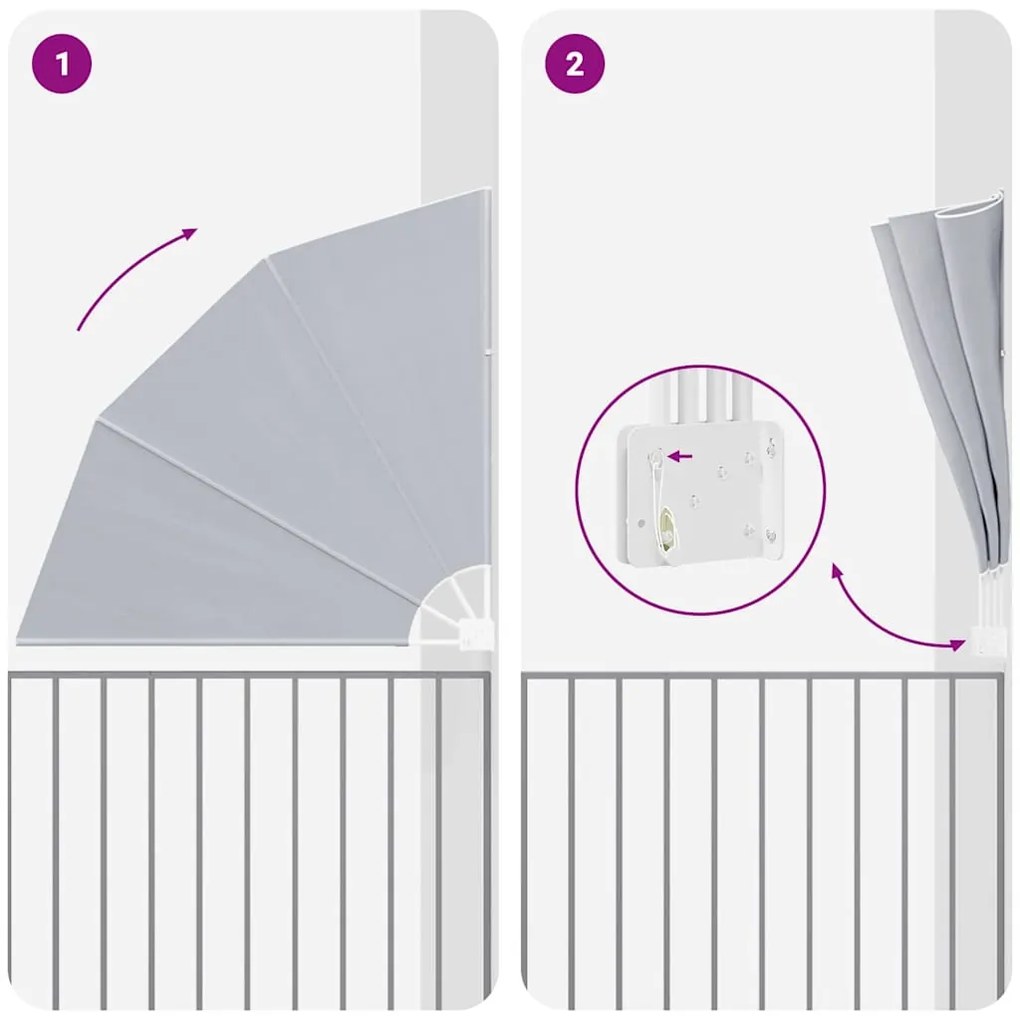 vidaXL Αδιάφανο σκίαστρο μπαλκονιού Γκρι 160 x 160 cm ύφασμα