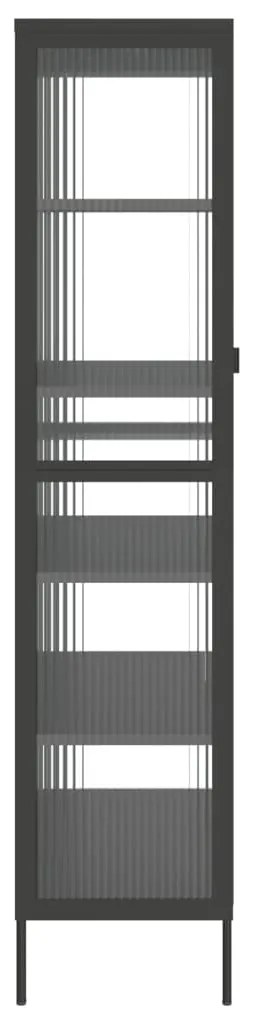 Ψηλό Ντουλάπι Μαύρο 85 x 40 x 180 εκ. από Γυαλί και Ατσάλι - Μαύρο