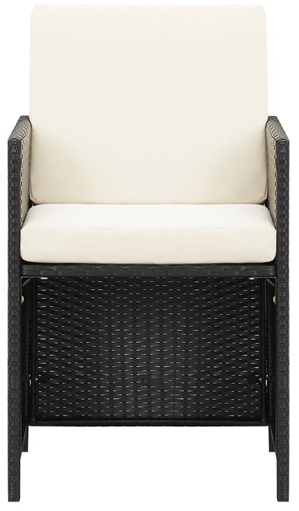 vidaXL Σετ Τραπεζαρίας Κήπου 17 τεμ Μαύρο από Συνθ. Ρατάν με Μαξιλάρια