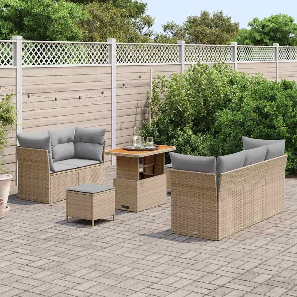 vidaXL Σετ Καναπέ Κήπου 8 pcs μπεζ και ανοιχτό γκρι 90 x 55 x 71 cm