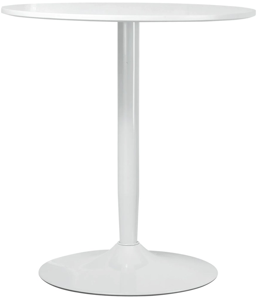 HOMCOM Τραπέζι τραπεζαρίας για 2 άτομα, στρογγυλή επιφάνεια, ατσάλινο πόδι, λευκό, 70 x 70 x 75 cm