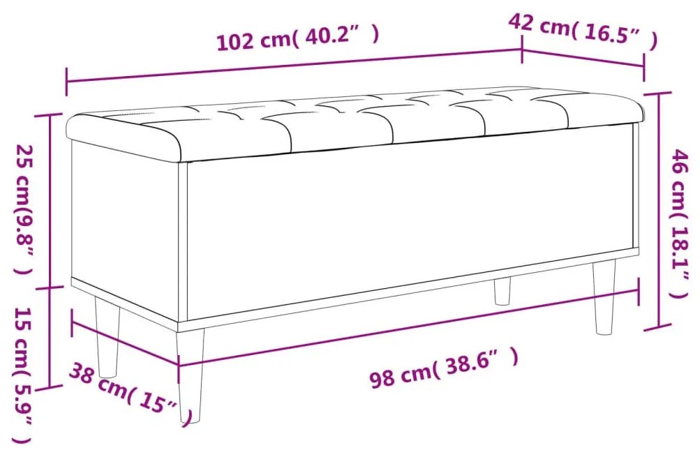 Παγκάκι Αποθήκευσης Sonoma Δρυς 102x42x46 εκ. Επεξ. Ξύλο - Καφέ