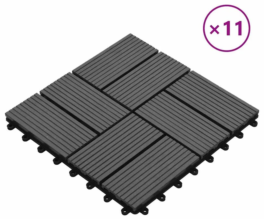 vidaXL Πλακάκια Deck 11 τεμ. Γκρι 30 x 30 εκ. 1 μ² από WPC